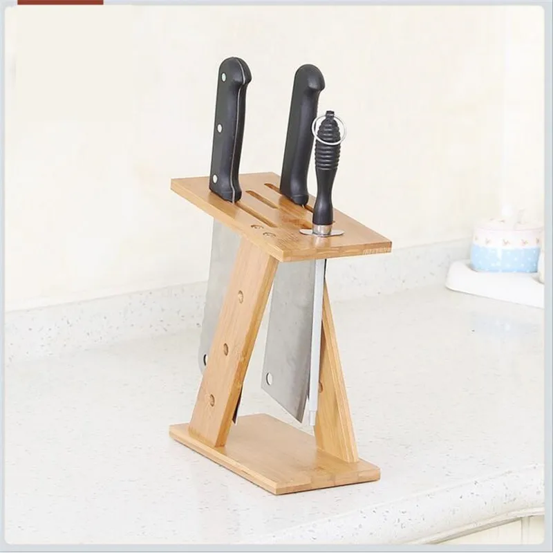 FEIGO 1 шт., Бамбуковая стойка для ножей, Многофункциональные отверстия, креативная стойка для хранения, инструмент, деревянная подставка для ножей, принадлежности для кухонных ножей, держатель F487