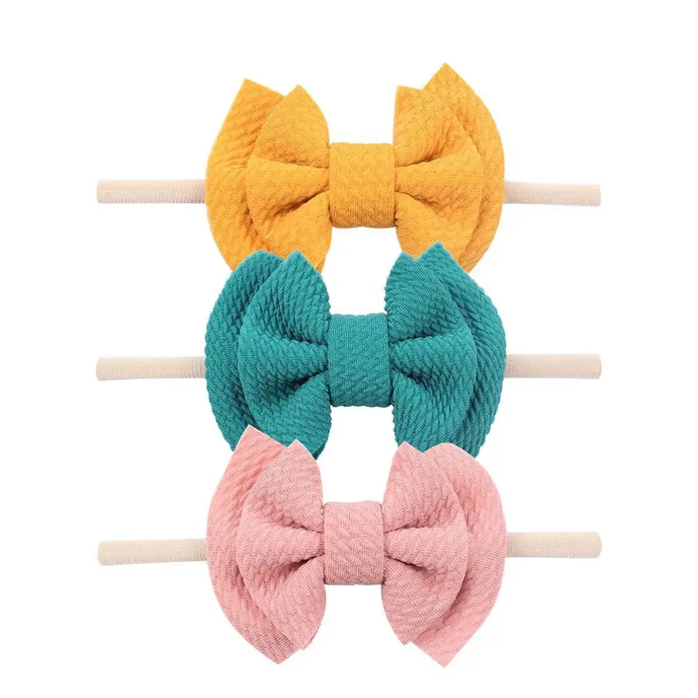 Texture Nylon Headbands 2020 New Arrival 4.5'' Hair Bows Hairband For Girls Soft Solid Elastic Kids DIY Accessories | Детская