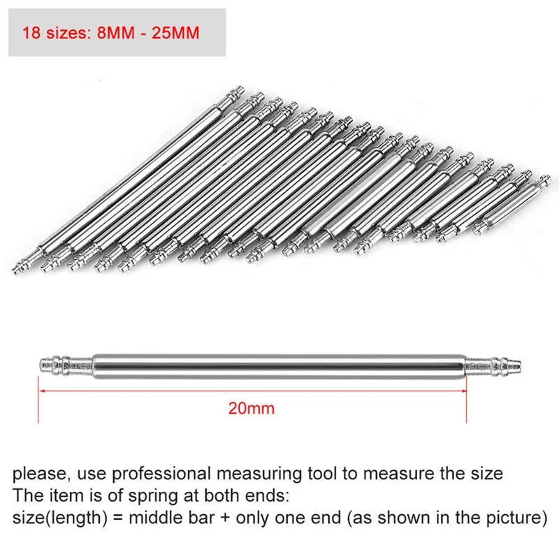 Инструмент для ремонта часов, эластичный штифт для всех стальных ушей, бесшовные часы, пружинный штырь 360, длина 8 мм-25 мм