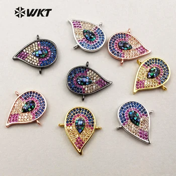 

MC232 Lovely ZC Pave Connector Water-drop Shape Connector With Abalone Shell Decoration Connector Jewelry Design Findings