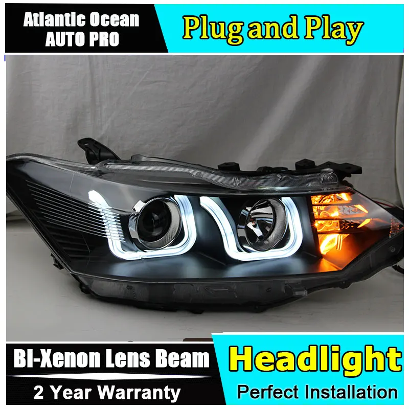 car styling For Toyota Vios headlights U angel eyes 2013 ...