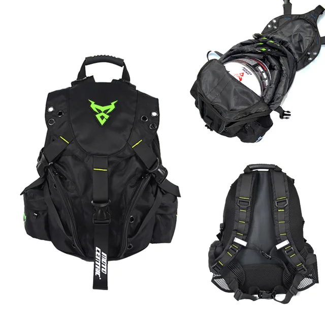 

Wear Resistant Fabrics Black Motocross Backpack Moto Bag Waterproof Backpack Reflective Helmet Bag Motorcycle Racing Backpack