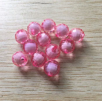 

16mm 200pcs/lot pink color clear earth acrylic beads in bead, Chunky Acrylic Beads for Chunky Necklace