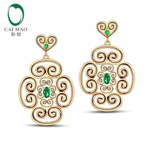 Caimao ювелирные изделия без покрытия 14 к желтое золото 0.55ct натуральный изумруд классический обручение висячие серьги