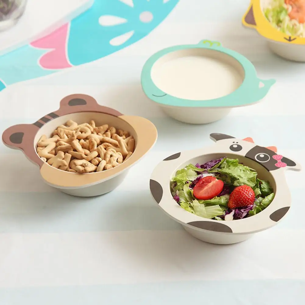 Нескользящая чаша из бамбукового волокна с изображением животных мультфильма