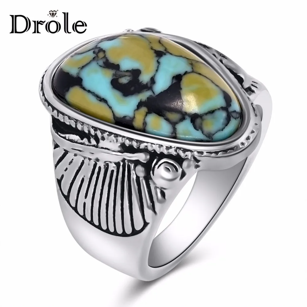 

Drole 2019 new Vintage Silver Stone Rings for Women Fashion Boho Bohemian Jewelry Christmas Gift