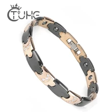 Мужской браслет, ювелирное изделие, Микс, черное розовое золото, био здоровье, керамический браслет для мужчин и женщин, белый камень, энергетический титановый браслет, браслеты