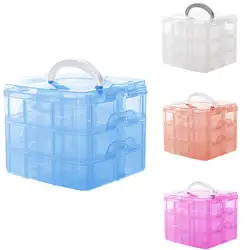 3 слоя практичный съемный ювелирных изделий прозрачную упаковку Портативный контейнер для хранения Организатор инструменты Box Дело