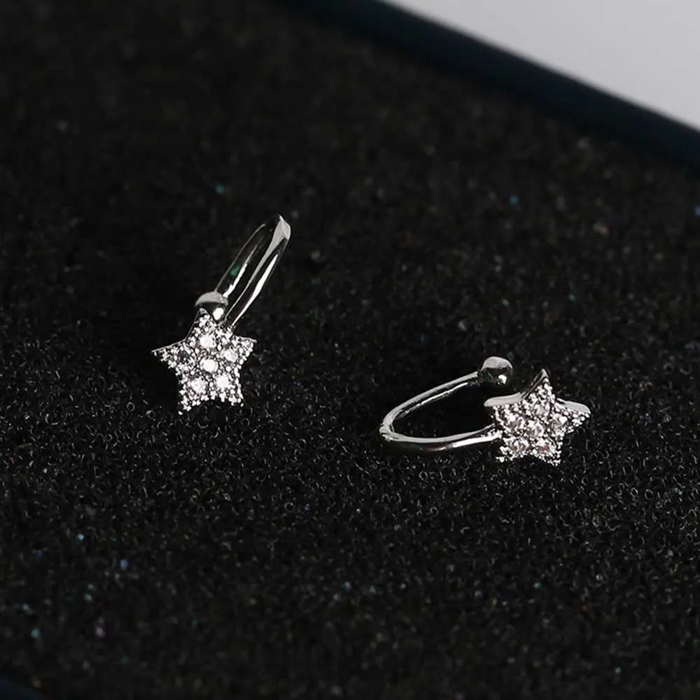 

JIOFREE Cute shiny Ear Cuff Wrap Earrings star Jewelry Zircon Clip On Earrings Triangle Cartilage Clip Women Earrings