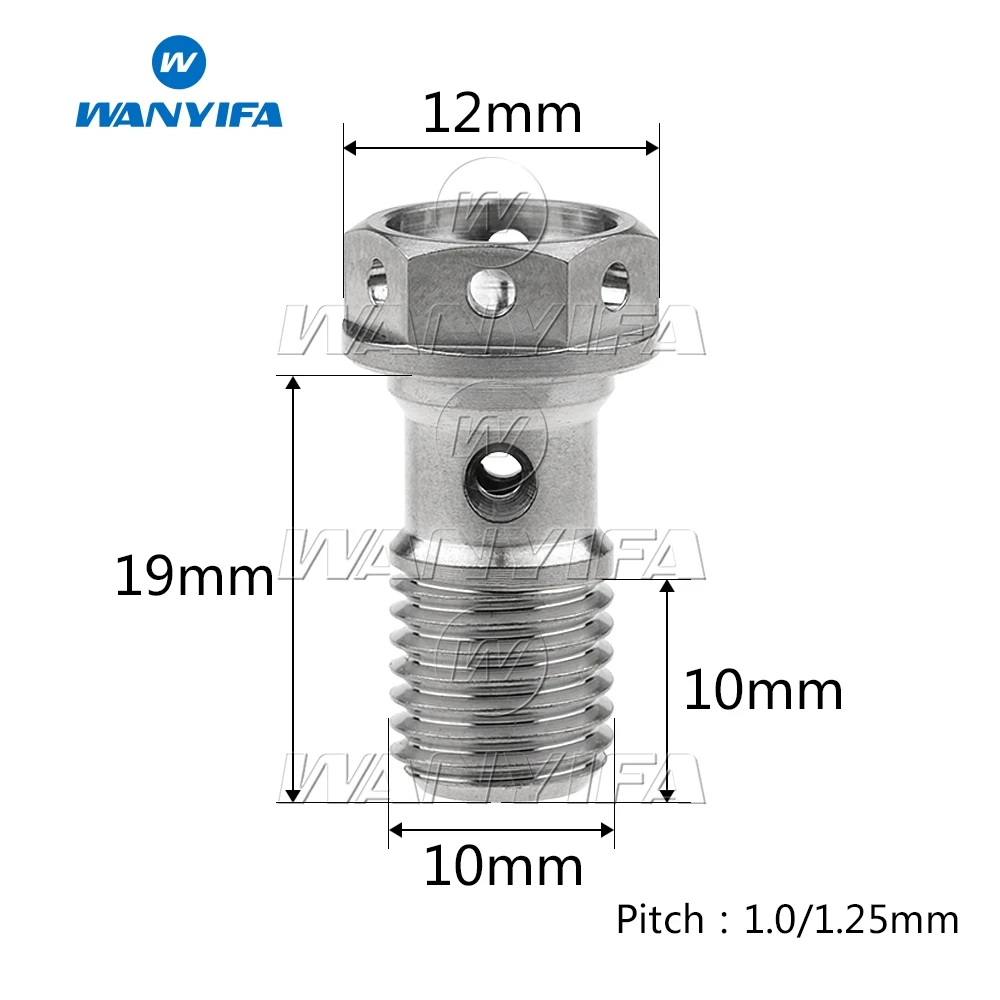 Титановый "Wanyifa" Болт M10 1,0/1,25 мм Шаг шестиугольник полые фланцевые винты с шестигранной головкой для мотоцикла Brembo тормоза двойная линия