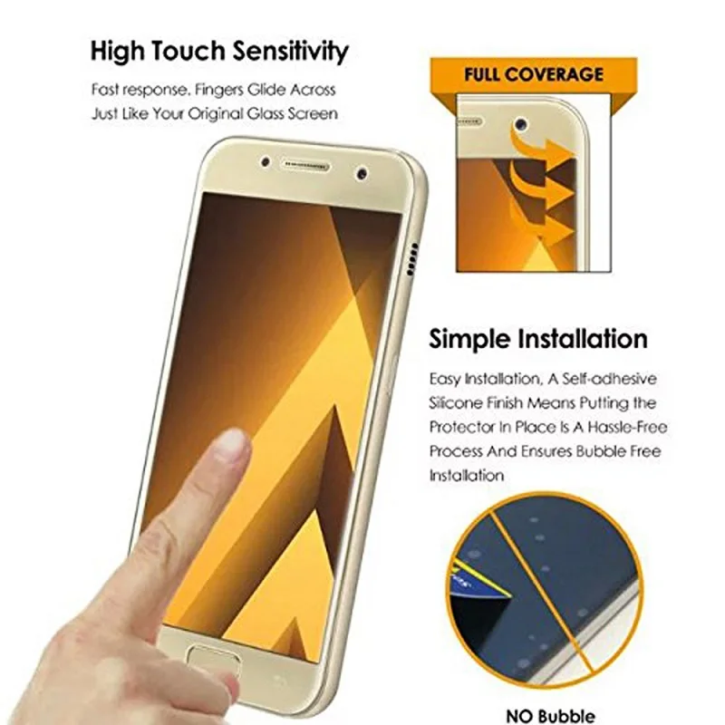 Полное покрытие закаленное защитное стекло Стекло на samsung Galaxy A3 A5 A7 2017 A8 A6 плюс 2018