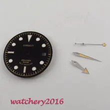 30,4 мм черный циферблат часы циферблат светящиеся знаки автоматические для 2824 2836 часов(циферблат+ руки
