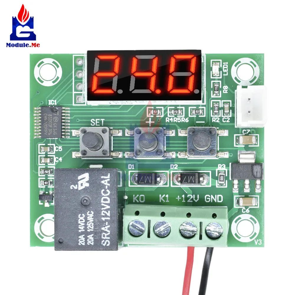 Переменный ток 110-220 В трансформатор AC-DC модуль питания W1209 светодиодный цифровой термостат переключатель контроля температуры с датчиком температуры