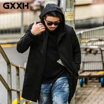 

Autumn and Winter Large size 6XL 7XL Men's Loose Hooded Long coat Men's Casual Loose Windbreaker Men's Solid color jacket