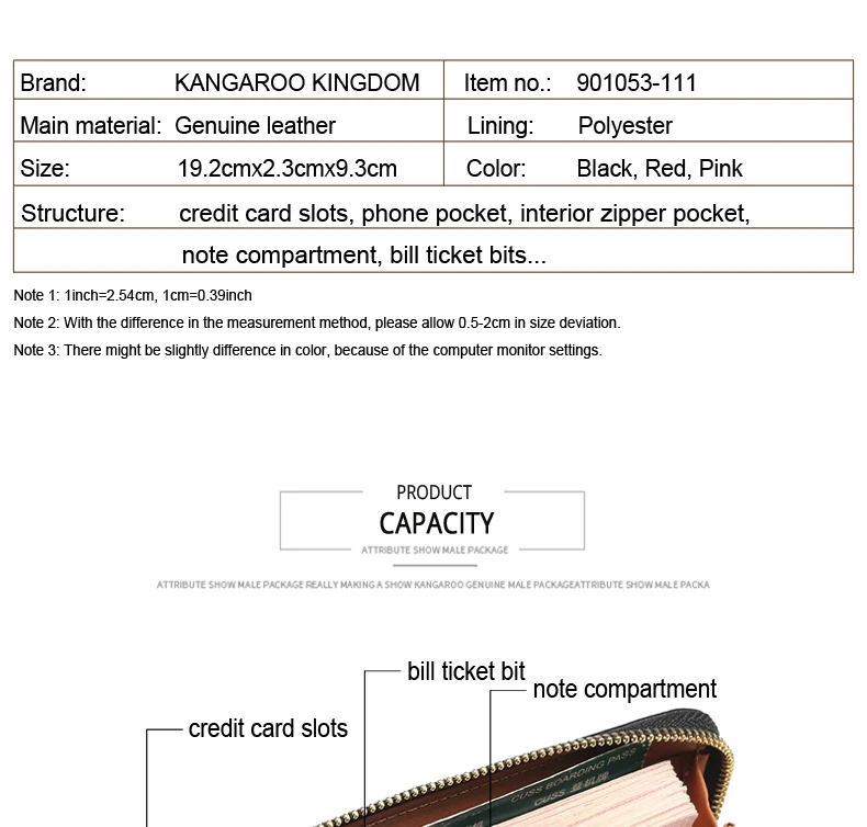 KANGAROO KINGDOM, модные женские кошельки известного бренда, натуральная кожа, длинный клатч на молнии, кошелек, держатель для карт, кошелек