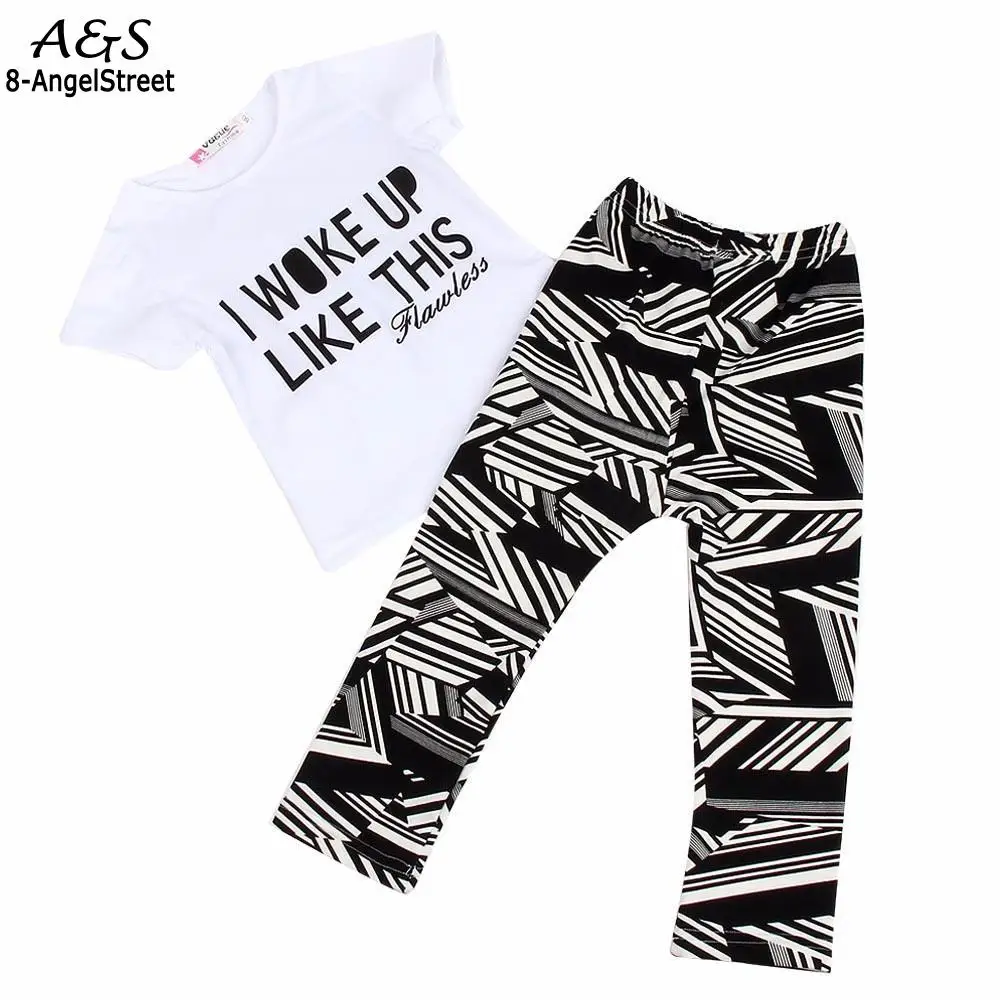 Комплекты для девочек ropa Лето muchachas одежда 2 футболка + в полоску bebe de рукавом шт де