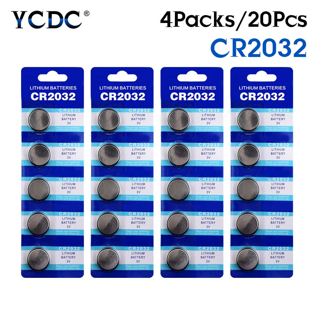 

YCDC 20pcs 3 V Volt CR2032 Coin Battery Lithium Ion Main Board Remote Control Battery Replacement DL2032 KCR2032 BR2032 KL2032