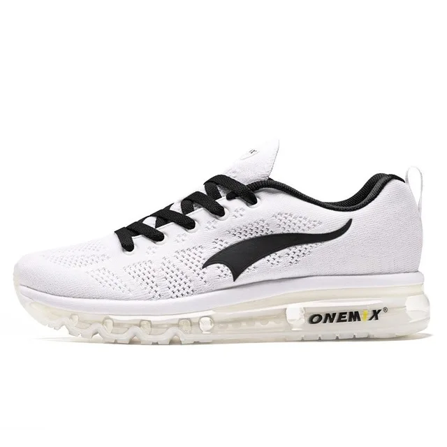 Onemix/Мужская и женская спортивная обувь для бега, мужские кроссовки, дышащая сетка, уличная спортивная обувь, светильник, мужская обувь, европейские размеры 36-46 - Цвет: WhiteBlack-B