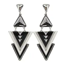 2016 Newest Fashion Ethnic Triangle Earrings Enameling Beads Chunky Crystal Simulated Gemstone Pendant Earrings for Women Girls