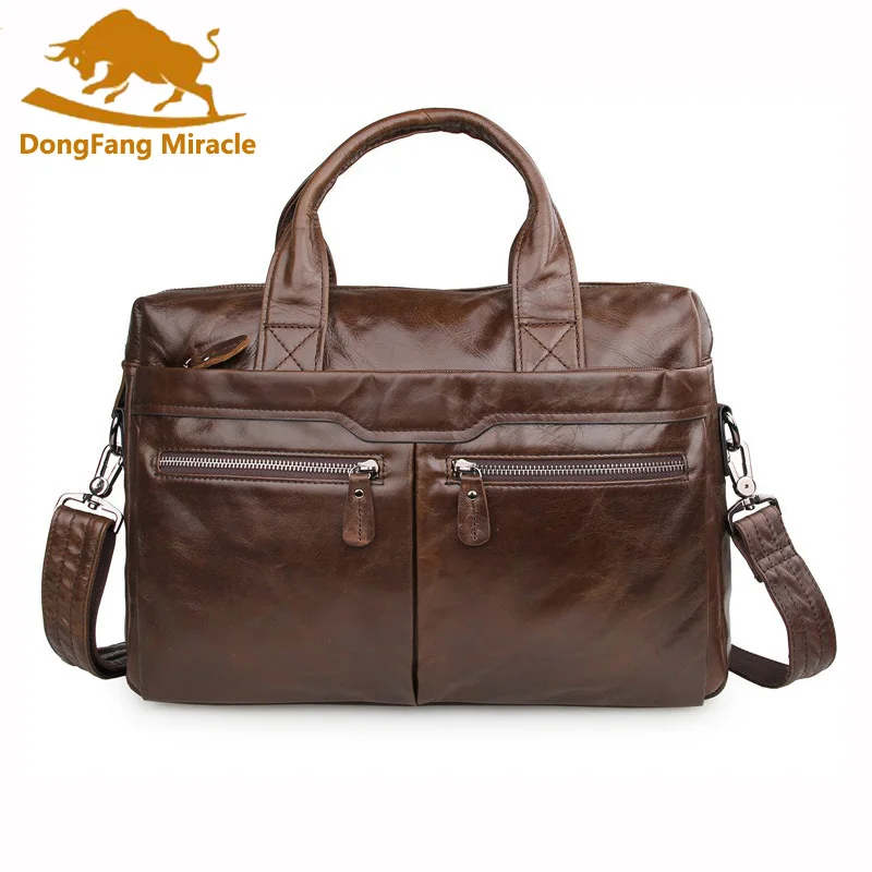 

DongFang Miracle New 100% Genuine Leather Men's Handbag Shoulder Messenger Bag Laptop Briefcase Casual Business bags For Man