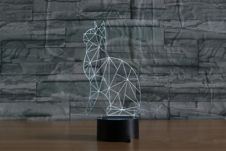 3D лампа ночник семь цветов Животные Многоцветный RGB лампа Рождественский Декор Детские Подарочные игрушки сенсорный пульт дистанционного управления настольная лампа - Испускаемый цвет: cat