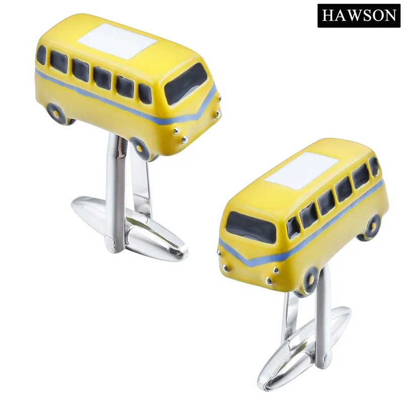 

1 Pair Nice Looking Yellow Car Funny Cufflinks Gentlemen Accessories Wedding Parties