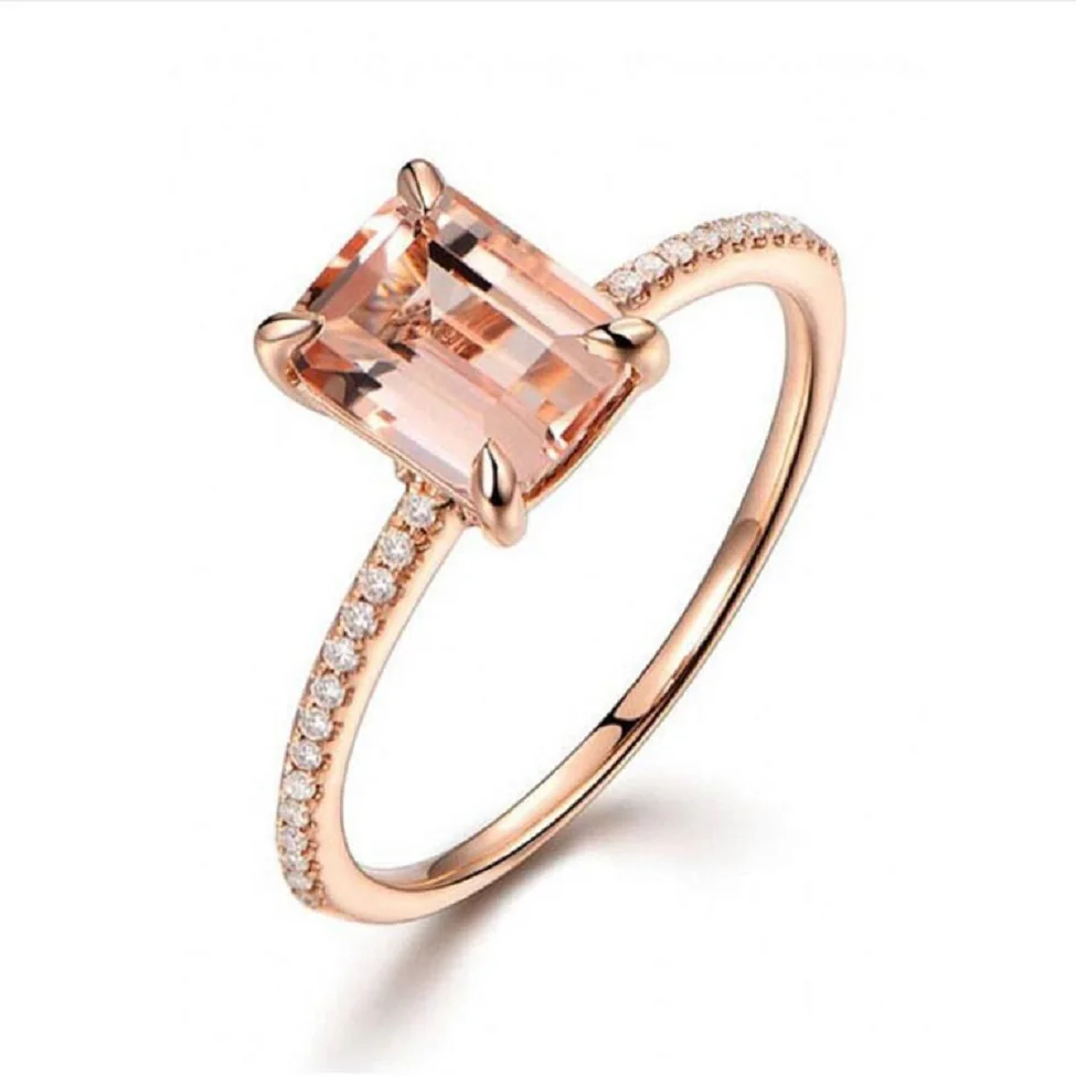 Kristi Tina Высокое качество Женские квадратные кольца набор роскошный однотонный цвет розовое золото циркон кольцо обручальное кольцо обещает обручальное кольцо как