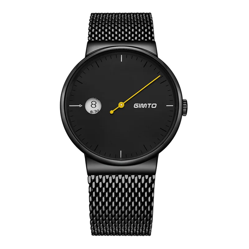 

black men watches stainless steel quartz GIMTO brand mens watches waterproof calendar casual man watch male clocks