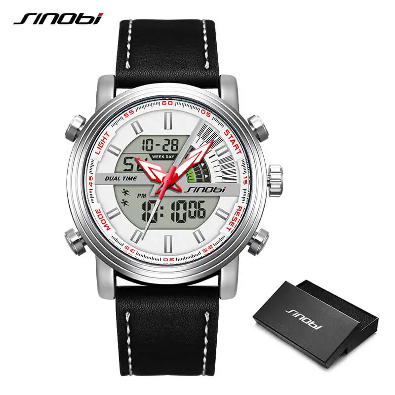 Sinobi, мужские военные часы, 50 м, водонепроницаемые наручные часы, светодиодный, кварцевые часы, спортивные часы, мужские часы, мужские спортивные часы, S Shock - Цвет: White Case