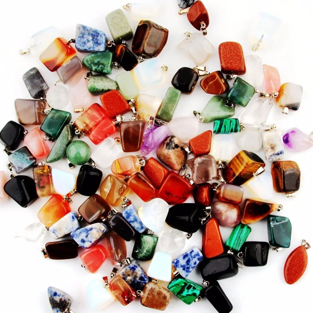 

30pcs Random Irregular Shape Healing Beads Crystal Stone Quartz Charms Pendants for Necklace Jewelry Making