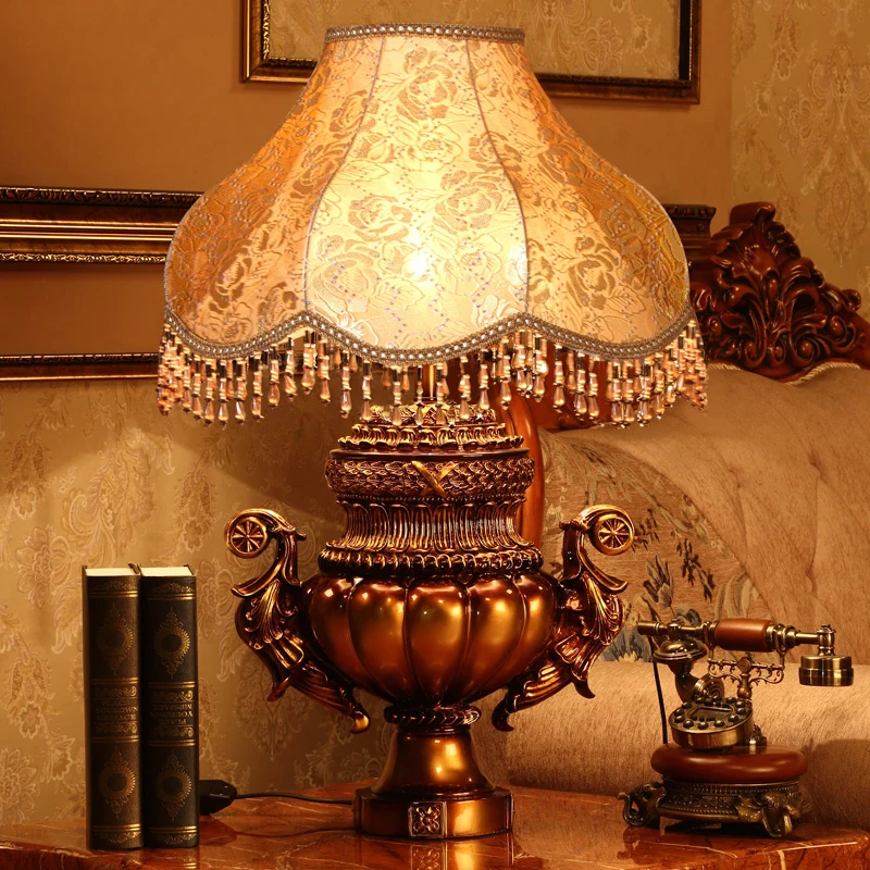 

Oversized Table Lamp Luxurious Retro Bedside Lamps For Bedroom Living Room Decor Night Light Resin Lights Decorative Table Lamps