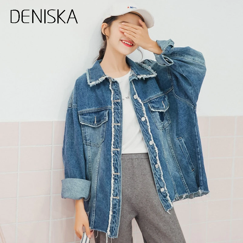 DENISKA 2017 Autumn New Long Sleeve Women Jean Jackets Boyfriend Style