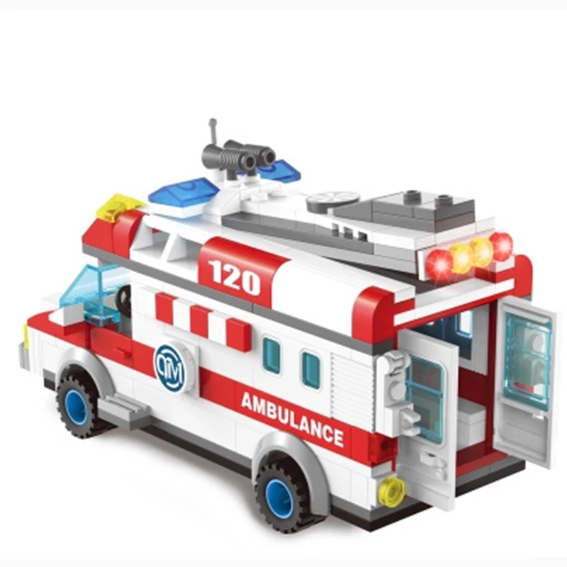 DIY Ambulance Car Toys Model Blocks 328pcs City Compatible Legoing Technic Building Blocks Educational Toy Kids Gift