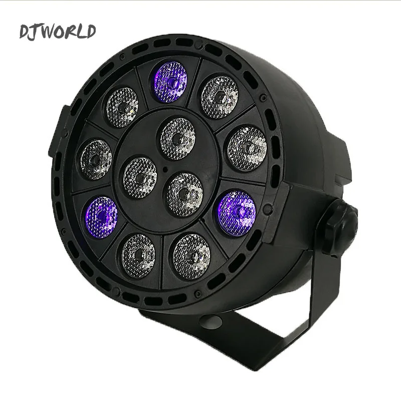 Djworld светодиодный плоский Par 54x3 Вт RGB цвет освещение стробоскоп DMX для атмосферы диско DJ музыка вечерние танцевальный пол бар затемнение - Цвет: LED Par 12x3W