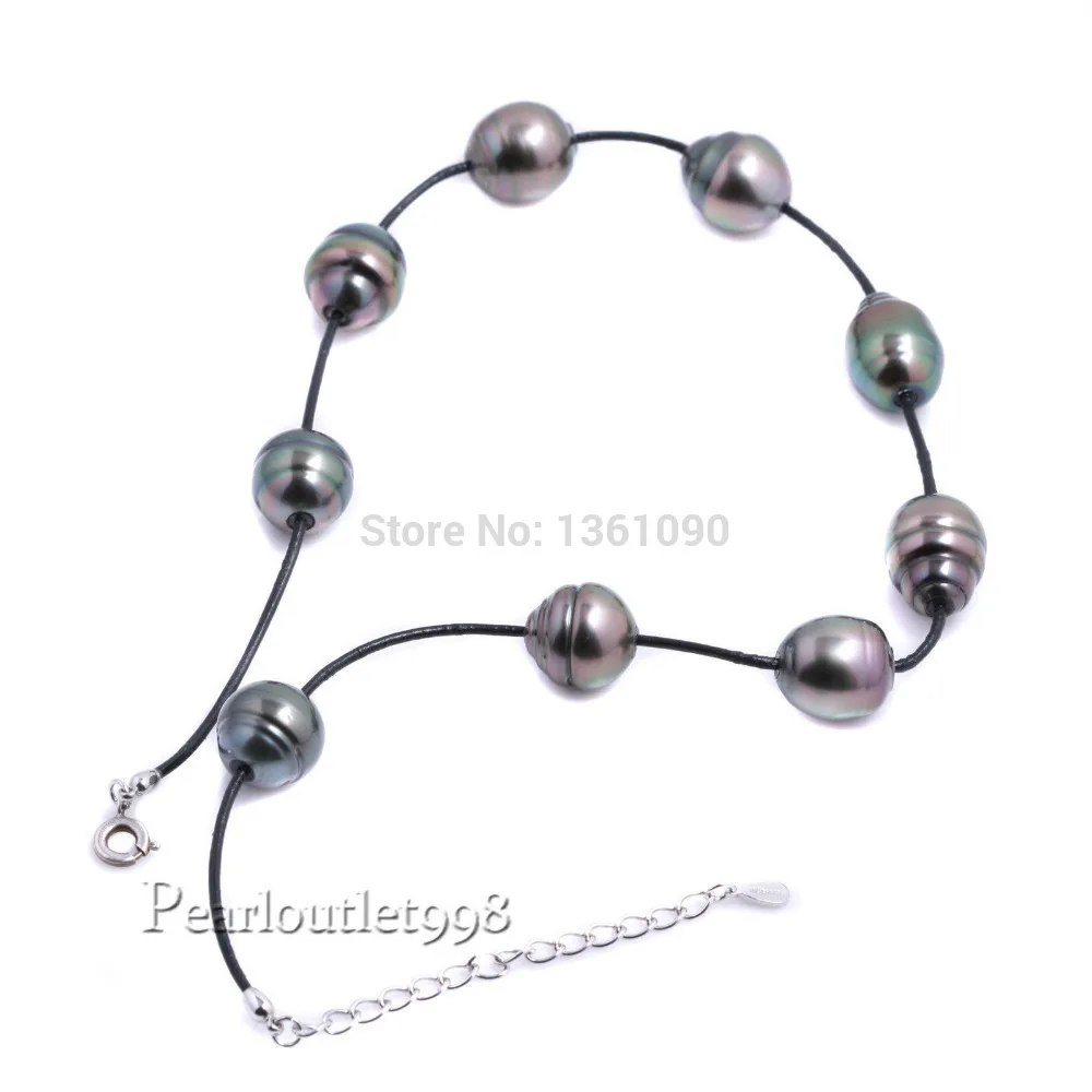 

xd 003497 GENUINE 13MM TAHITIAN PEACOCK BLACK NECKLACE