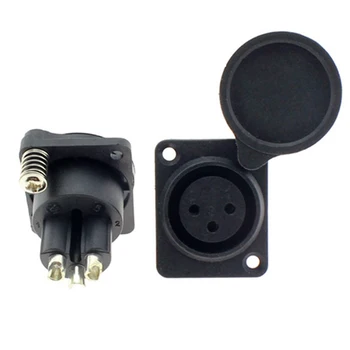 

100pcs With Dust Cover 3 Pin Female XLR Connector Socket Electric Car Charging Power Supply Audio Microphone Adapter
