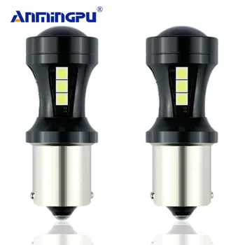 

ANMINGPU Signal Light 2x 1156 BA15S LED P21W R5W Turn Signal Reverse Lamp 18 led 3030 Chips 6000K White Red Yellow Car Tail Bulb
