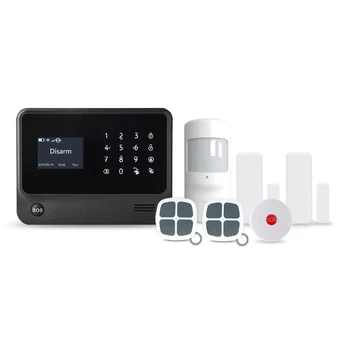 

Smart home GSM Wifi burglar alarm system 100 wireless zone 8 wire zone multi languages voice alarm with PIR sensor Door sensor