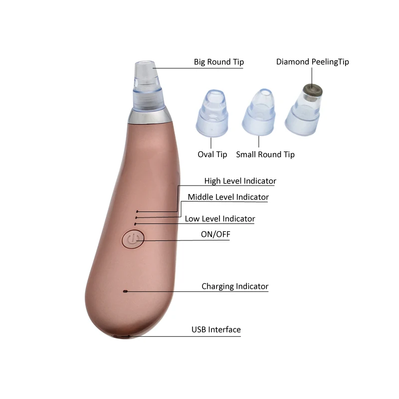 Платные Электрический вакуум Blachead Remover Очиститель пор комедонов акне всасывания алмазный пилинг Отшелушивающий дермабразия машина