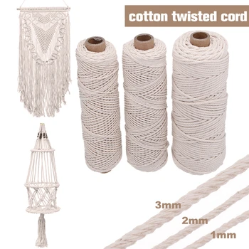 

3 Size 1/2/3mm Braided Soft Beige Twisted Cotton Rope Cord Craft Macrame String DIY Handmade Tying Thread Macrame Cord Rope