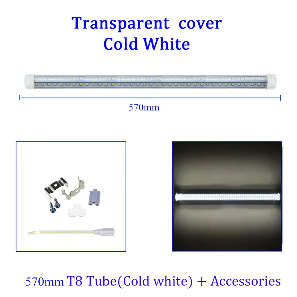 Супер яркий светодиодный T8 ламповый Свет 110 V 220 V v-образная светодиодная ламповая лампа интегрированная 20 W 2835SMD для внутреннего освещения Теплый/Холодный белый - Испускаемый цвет: CW Transparent Cover
