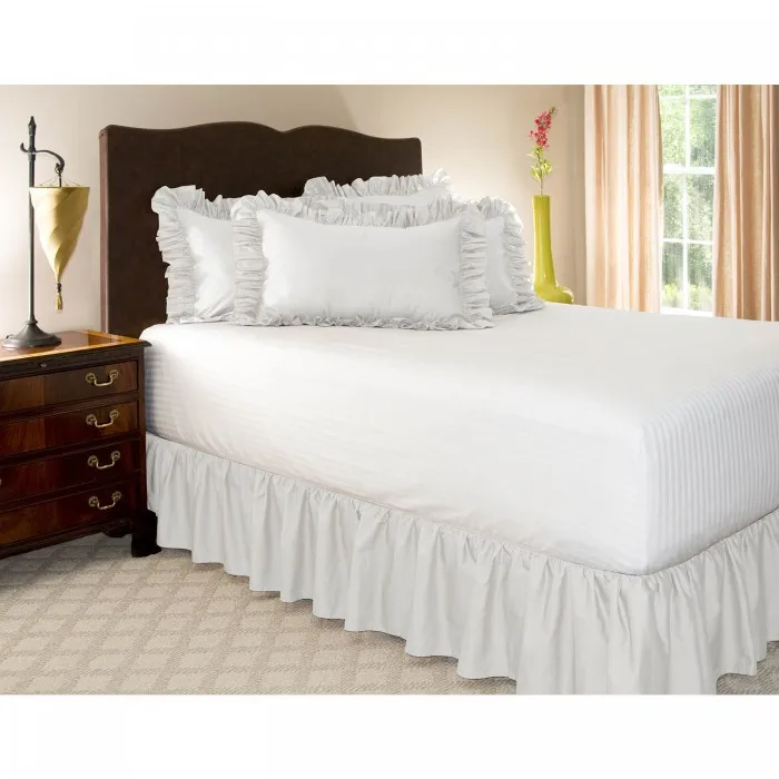 Однотонная эластичная юбка для кровати в отельном стиле, без поверхности кровати, полиэстер, фартук для кровати, покрывало, кружевная юбка для кровати, полный размер, размер королевы - Цвет: White