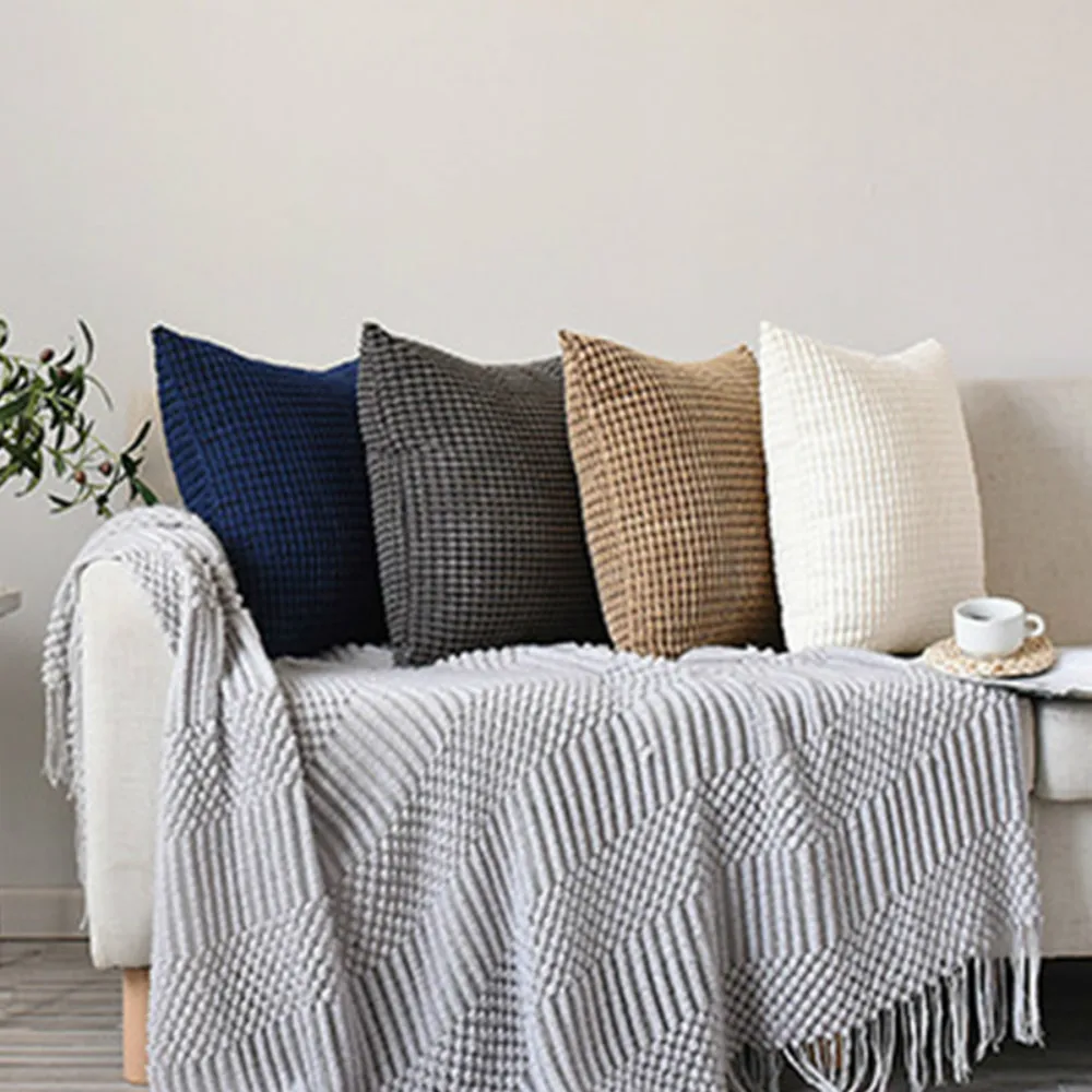 

Nordic Style Corduroy Cushion Covers Corn Kernels Fabrics Solid Color Pillow Cover Sofa Bed Back Cover 45*45cm