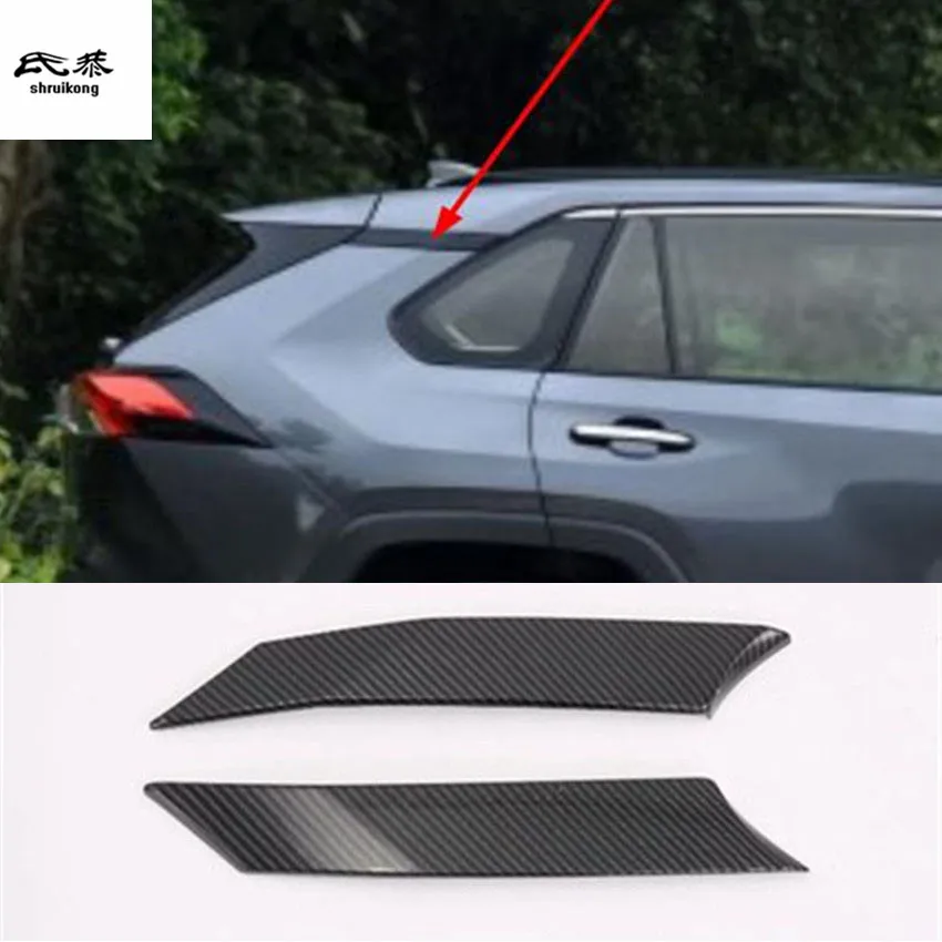 

2pcs/Lot Car Sticker ABS Carbon Finber Grain Car Window C Pillar Decoration Cover For 2019 Toyota RAV4 Car Accessories