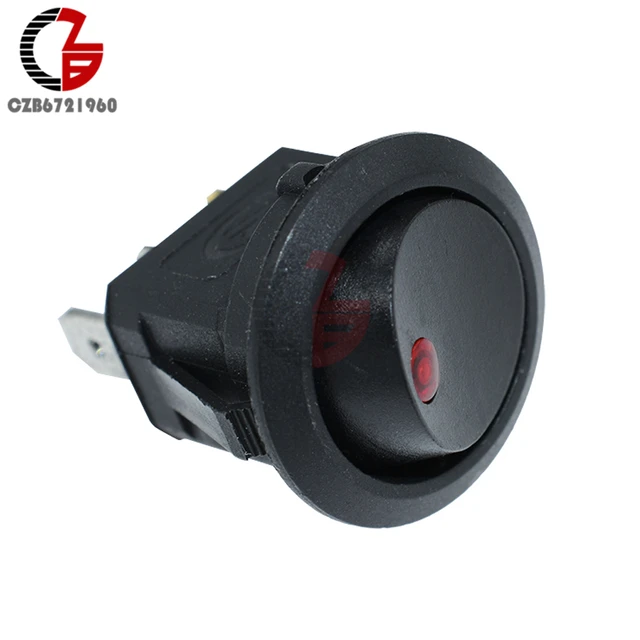 Interruptor de 3 pines para coche, 5 uds., ca 125V 250V, punto redondo, rojo, verde, azul, amarillo, luz LED, interruptor de botón Interruptor de 3 pines para coche, 5 uds., ca 125V 250V, punto redondo, rojo, verde, azul, amarillo, luz LED, interruptor de botón