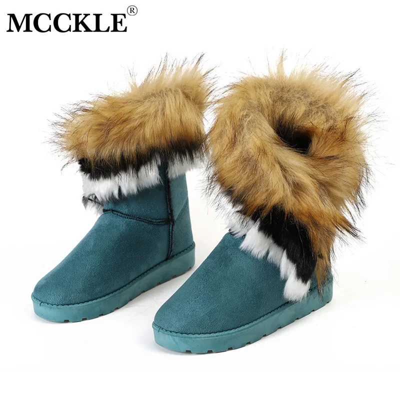Acheter MCCKLE Femmes Neige Bottes Plus La Taille Faux De Fourrure D hiver Cheville Bottes À Coudre Appartements Femme Confort Chaussures Plate Forme Chaussures Drop Shipping