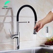 Вытяжной кухонный кран разноцветная бортике 360 Вращающаяся кухонная раковина кран с одной ручкой отверстие смеситель для горячей и холодной воды