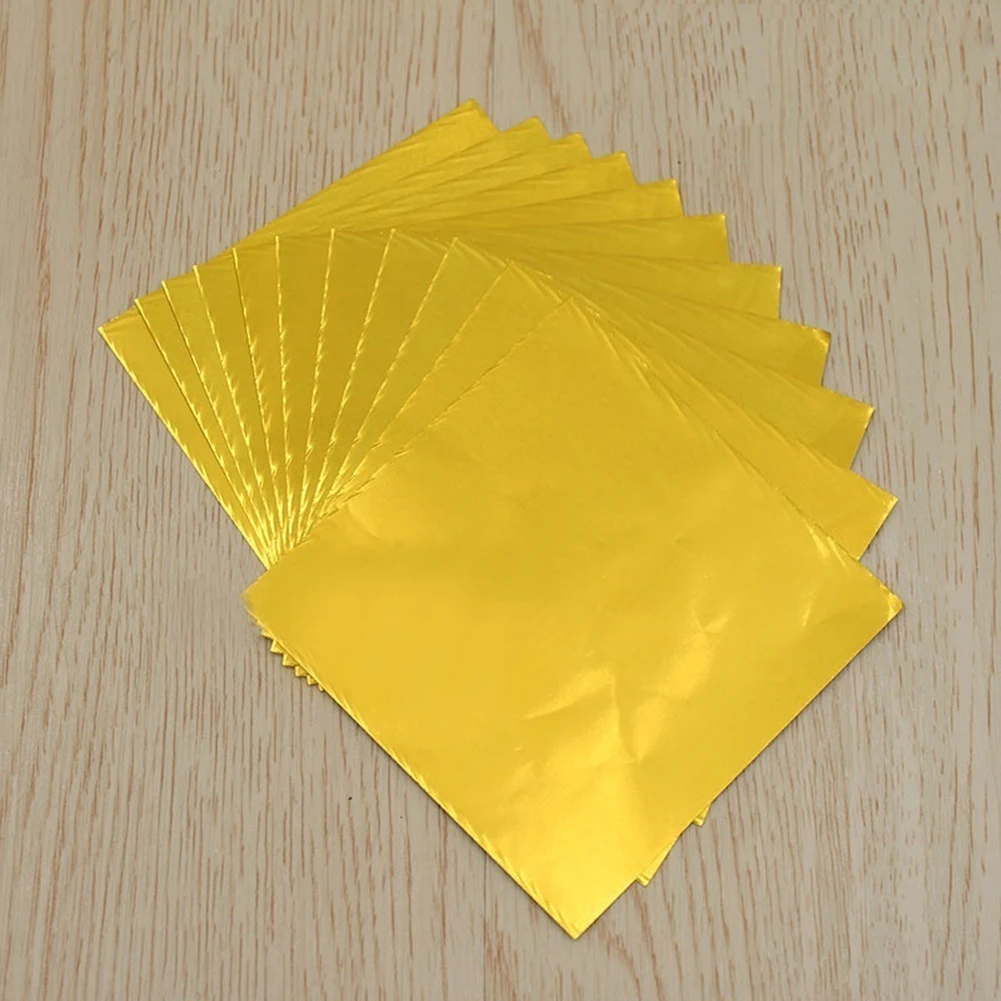 100 шт 9x9cm розовые золотые серебряные листы листа фольги бумага имитация золочения