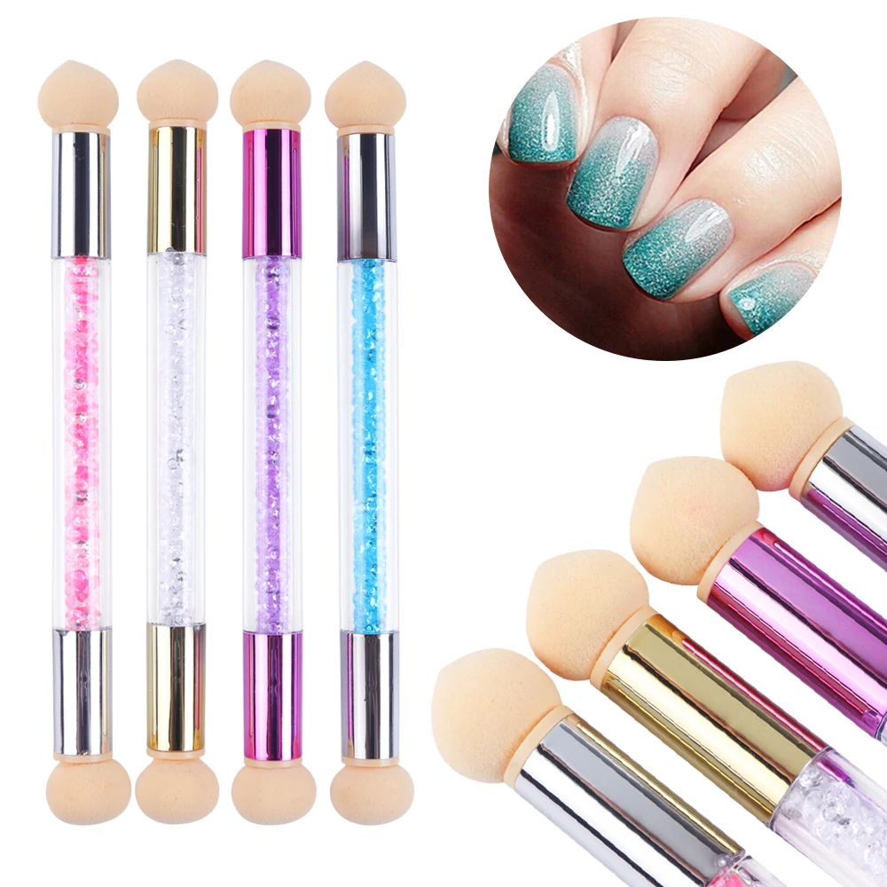 

1pc Double Head Nail Brush Gel Polish Gradient Pen Sharp Round Sponge Manicure Dotting Blooming Shade Acrylic Drawing Tool LA945