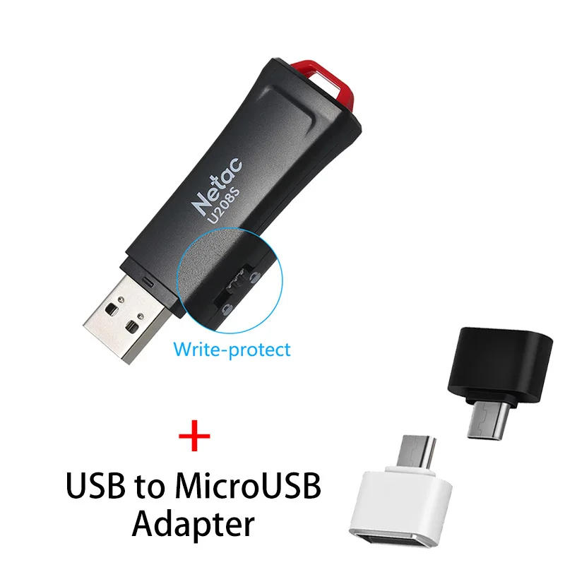 USB флеш-накопитель Netac 32 16 ГБ защита записи зашифрованный Флешка 32 ГБ 16 ГБ флеш-накопитель 2,0 USB флешка диск на ключе памяти для телефона - Цвет: U208S A